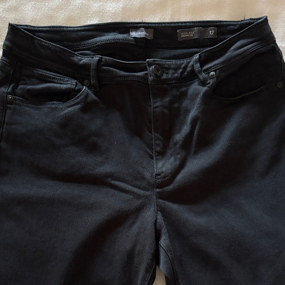 J. Jill Women's Black High Rise Straight Leg Stretch Denim Jeans - Size 12